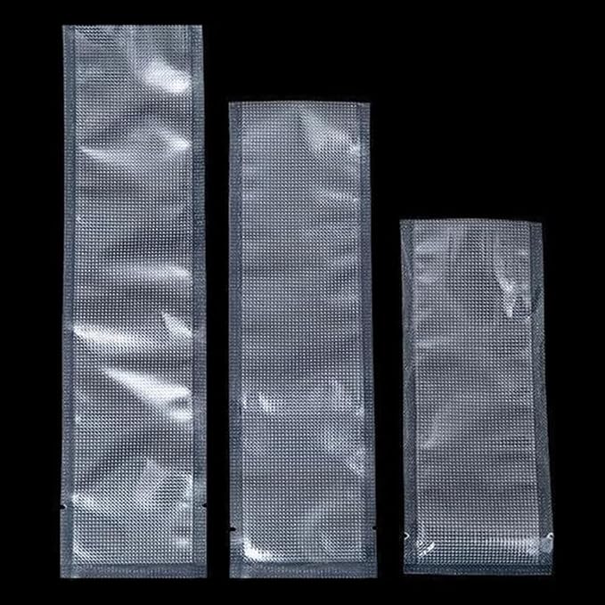 100 Pack Clear Vacuum Bags 3.9x7.9 inch (Inside Size 3.5x7.5 inch) for Food Saver Flat Open Top Embossed Vacuum Sealer Bag Food Storage Packaging Pouch with Tear Notch