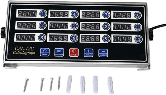 12 Channel Kitchen Timer Digital Kitchen Timer Loud Alarm Cooking Calculagraph Commercial Timer for Food Chips BBQ Pizza Bread Grilled Burger Coffee