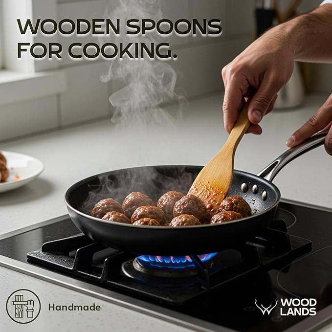 Wooden Spoons for Cooking set of 6 – Premium Wooden Utensil set for everyday use – Versatile Cooking utensils set safe for nonstick pans – Durable wooden spoon kitchen utensils set
