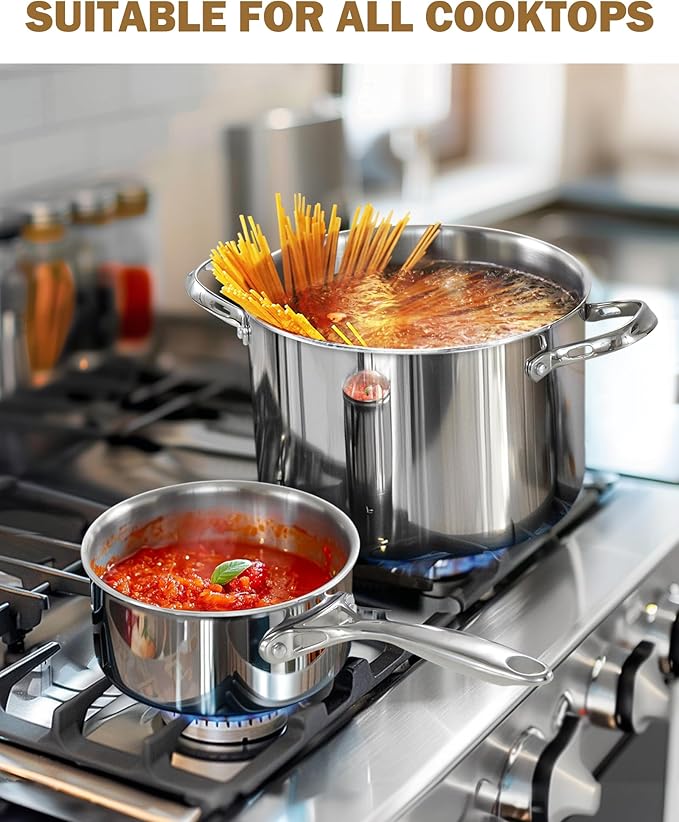 Cooks Standard Stainless Steel Saucepan Set 1.5 and 3 Quart, Multi-Ply Clad Sauce Pot With Glass Lid, Silver