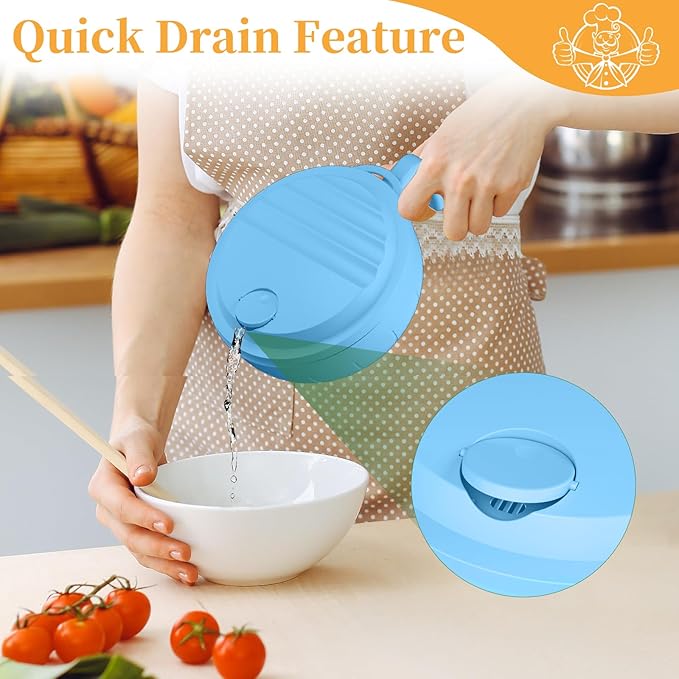 steo spce Large Ramen Bowl Set, 40 Oz Microwaveable Noodle Cooker with Leak-Proof Lids, Chopsticks, Spoon & Fork – Portable and Dishwasher Safe, Ideal for Home, Office, Dorm, or Gift Light (Blue)