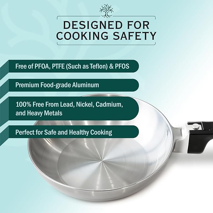 MAGNAWARE Chef Skillet – Quick & Even Heat Distribution – Lightweight Cast Aluminum Frying Pan – No Seasoning Required – PFOA & PTFE Free – Oven Safe Up to 350°F – Classic Vintage Design (10 Inch)