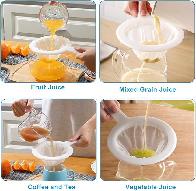 Zorfeter 2 Pieces Ultra Fine Mesh Strainer, Nylon Food Juice Strainer Mini Brine Shrimp Separation Net, Kitchen Tool for Filtering Juice/Milk/Honey(100/400 Mesh)