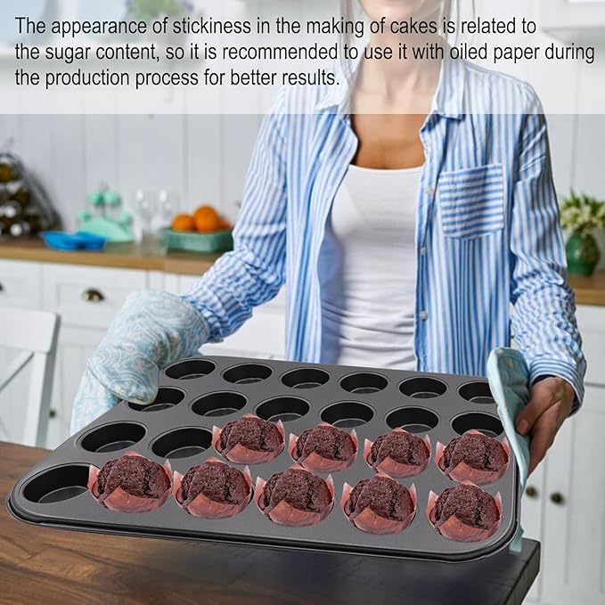 MARIWEI 2 Pack Premium Bakeware 24-Cup, Mini Muffin Pan, Dishwasher Oven Safe (Black, Steel)