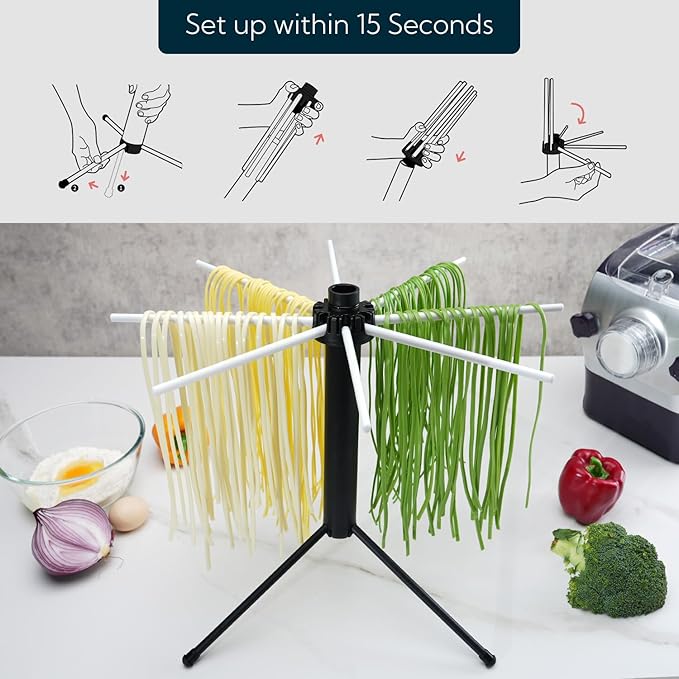 KITCHENDAO Collapsible Pasta Drying Rack and Citrus Lemon Peeler Zester Tool to Save Effort