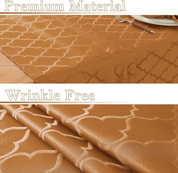 Larponder Tablecloth Rectangle, Jacquard Polyester Table Cloth, Washable & Spill Proof Table Cover for Spring Kitchen Dining Party Picnic (Rectangle, 52" x 70", Amber)