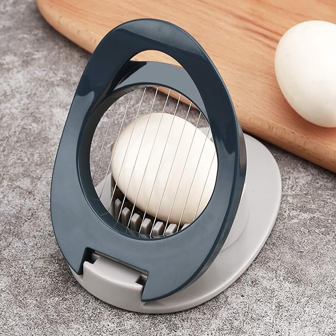 Egg Slicer for Hard Boiled Eggs Cutter with Stainless Steel Wire Dishwasher Safe (Blue)