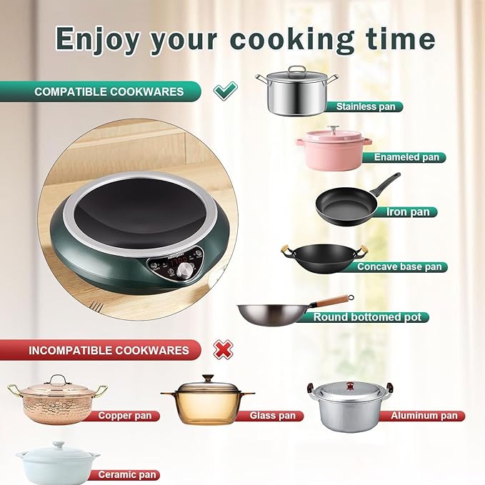 Abangdun Induction Wok Cooktop，1700W Electric Wok Portable Induction Single Burner Used For Home And Commercial
