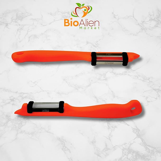 German Steel Double Blade Peeler, Effortless Precision, Ergonomic Handle, Bioalien Market Solingen Peeler DUO
