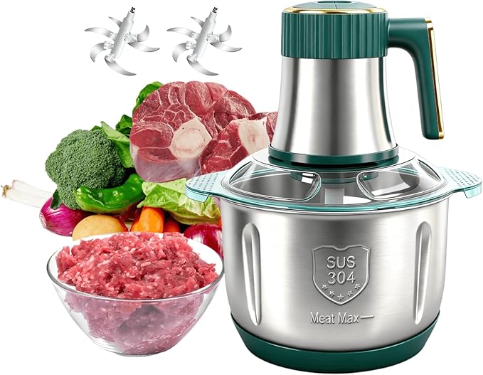 SPEHKAOO Food Processor,5-Speed Electric Food Chopper,Meat Grinder 5L(20Cups) with Two 6-Blade Sets,500W Powerful Vegetable Chopper Used for Dough Mixing,Meat, Nuts, Fruits, Garlic and Vegetables