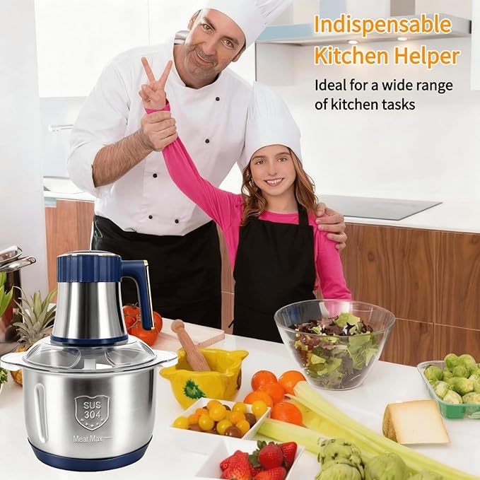 SPEHKAOO Food Processor,5-Speed Electric Food Chopper,Meat Grinder 5L(20Cups) with Two 6-Blade Sets,500W Powerful Vegetable Chopper Used for Dough Mixing,Meat, Nuts, Fruits, Garlic and Vegetables