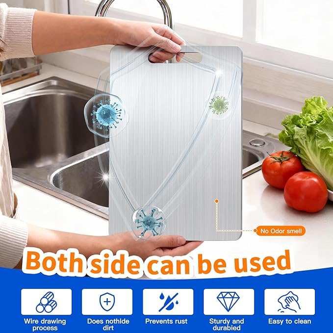 Titanium Cutting Board Set of 3, Food-Grade Titanium Cutting Boards for Kitchen