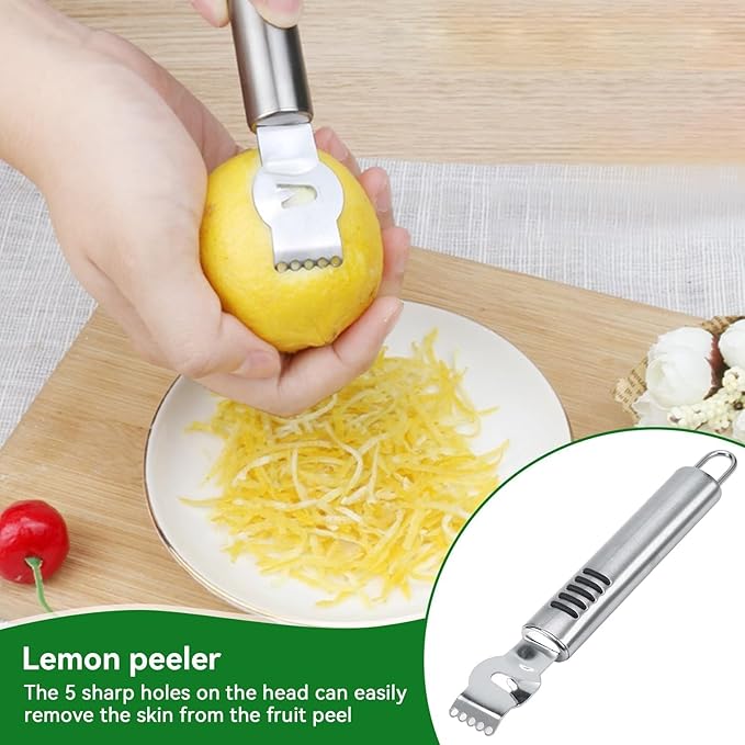 2Pcs Fruit Peelers Lemon Zester Citrus Scraper, Stainless Steel Lemon Lime Orange Peeler Lemon Zest Peeler for Cocktails Kitchen Bar Tool