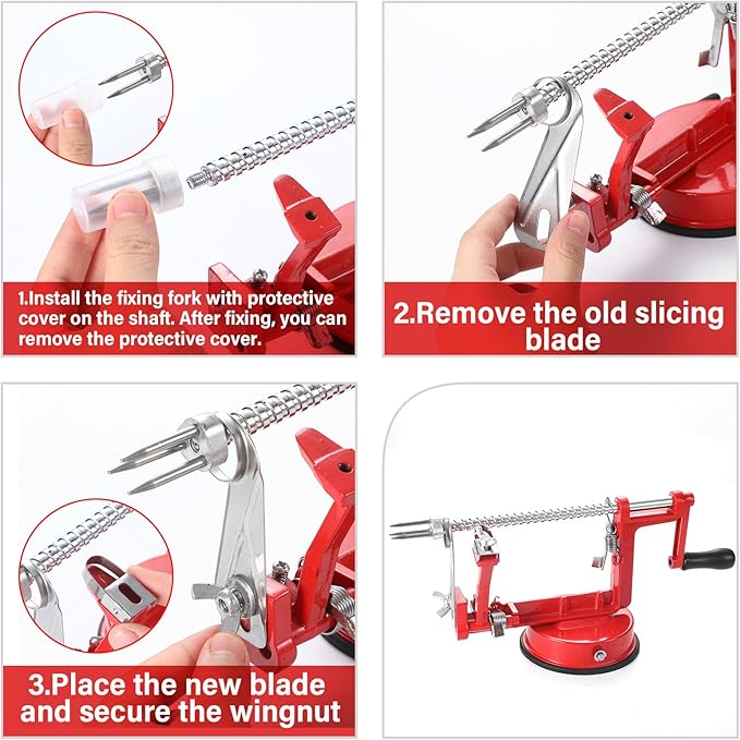 8 Pcs Apple Peeler Accessories - Universal Replacement Blades for Coring and Slicing - Cutter Peeling Blades, Fork, and Parts for Restaurant Kitchen