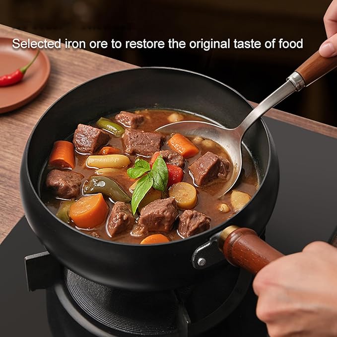 UMETRE Carbon Steel Wok Pan, 11" Woks & Stir-Fry Pans with Glass Lid Cookwares, Nonstick Wok Flat Bottom Small Handmade Chinese Wok For for All Stoves