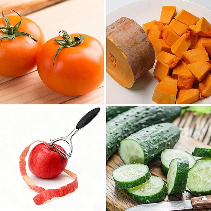 Bestac Fruit and Vegetable Peelers Set - Stainless Steel Y & I Shape Kitchen Peelers for Carrots, Potatoes, Apples - Features Easy-Grip Ergonomic Handles, Sharp Stainless Steel Blades (Black)