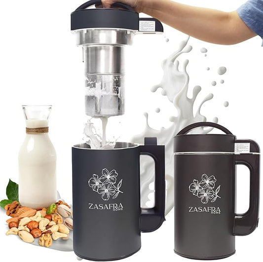 Nut Milk Maker Machine 50oz/1.5L Stainless Steel (Built-In Strainer,No Mesh Bags) Cooking Blender, 6-7 Cups Per Batch,8-IN-1 Appliance, Almond, Oat & Soymilk Maker, Creamy Plant-Based Milks & Soups