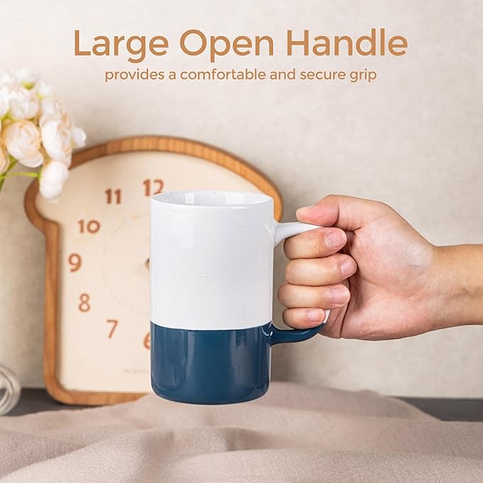 AmorArc 16oz Coffee Mugs Set of 4, Large Colorful Ceramic Coffee Mugs for Man, Woman, Dad, Mom, Modern Coffee Mugs Set with handle for Tea/Latte/Cappuccino/Milk/Cocoa. Dishwasher&Microwave Safe