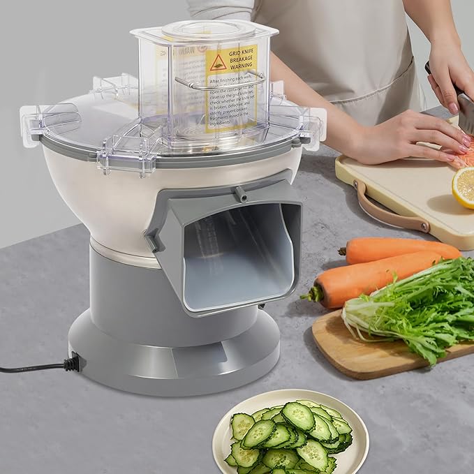 4-In-1 Electric Vegetable Chopper 200W Multifunctional Vegetable Fruit Processor with Dicing, Slicing, Shredding, and Striping Function, Vegetable Slicer, Automatic Cutter for Commercial and Home Use