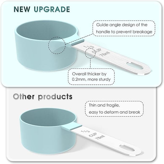 TILUCK Measuring Cups & Spoons Set, Stackable Cups and Spoons, Nesting Measure Cups with Stainless Steel Handle, Kitchen Gadgets for Cooking & Baking (Green)