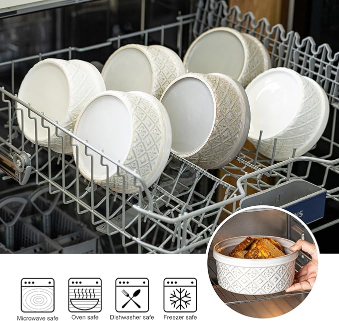 28 Oz Ceramic Bowls Set with Lids Oven Safe, Airtight Food Storage Containers Set of 4, Serving Bowls with Lids for Kitchen, Camping, Office Lunch, Breakfast, Charcuterie Bowls, Meal Prep Containers