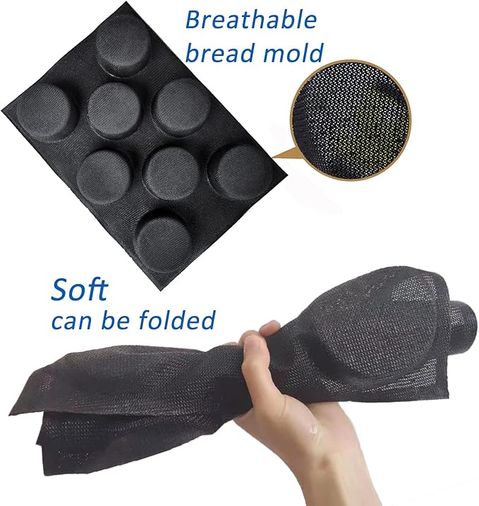 Dioycli Silicone Hamburger Bun Pan, Perforated Mesh Burger Bun Molds, 8 Cavities, Black