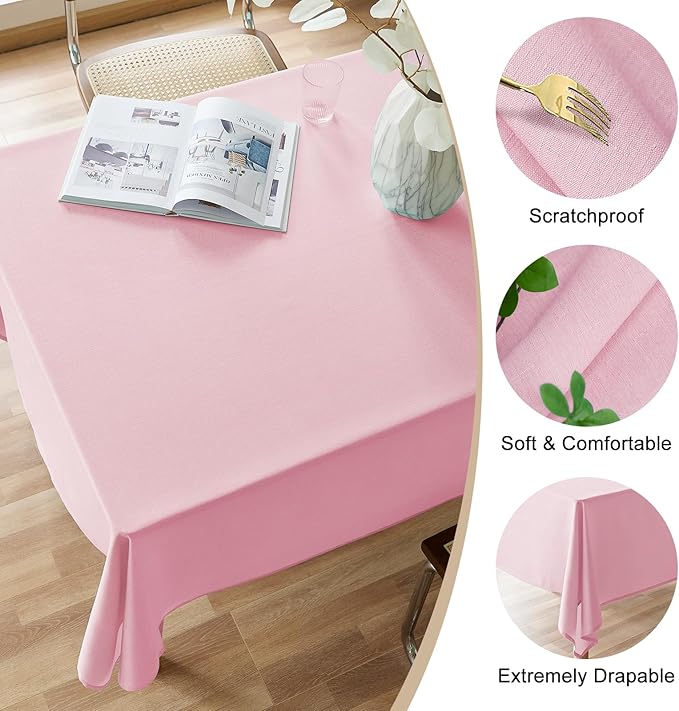 AUSSPVOCT Textured 50 Inch Round Tablecloth Up to 35'' Dia Tables, Waterproof Spill-Proof Wipeable Table Cloth Wrinkle Free Circle Dining Table Cover for Birthday Farmhouse Outdoor Party Tablecloths