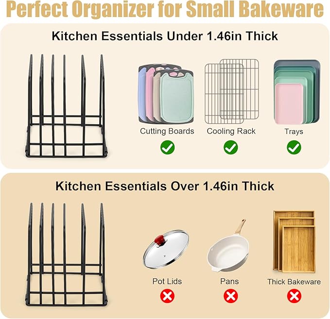 Kitchen Cabinet Cutting Board Organizer, Cookie Sheet Storage Rack,Cabinet Dividers Holder with 5 Slots for Baking Pan Tray Organizer (2 PCS)