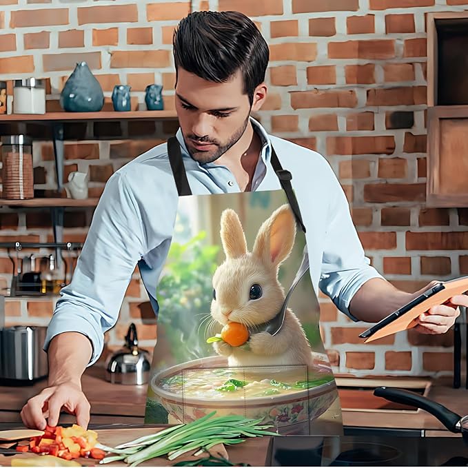 Funny Cat Apron with 2 Pockets Waterproof for Men Women Kitchen Garden Decor