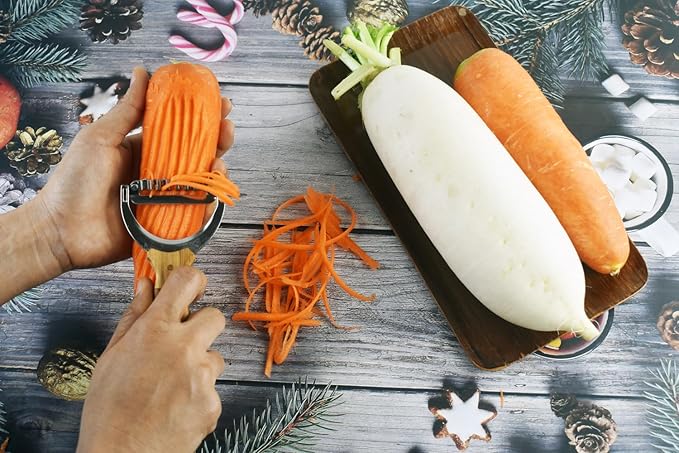 Wooden Handle Papaya Shredder Tool Stainless Steel Blade Vegetable Slicer for Salads Salad Maker Fast & Easy carrots potatoes beets cucumber