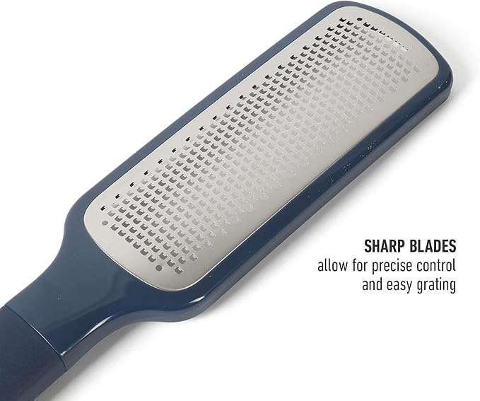 Calphalon Prime Stainless Steel Handheld Cheese Grater W/Cover & Rubber Handle - Navy Blue
