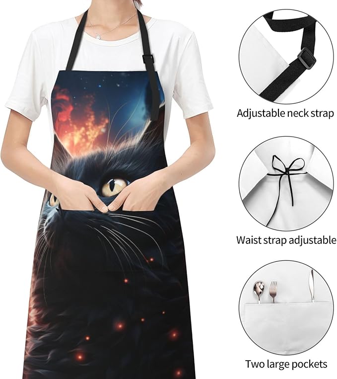 Apron with Pockets Aprons for Women Men Kitchen Chef Apron for Cooking Gardening Server Waitress Painting