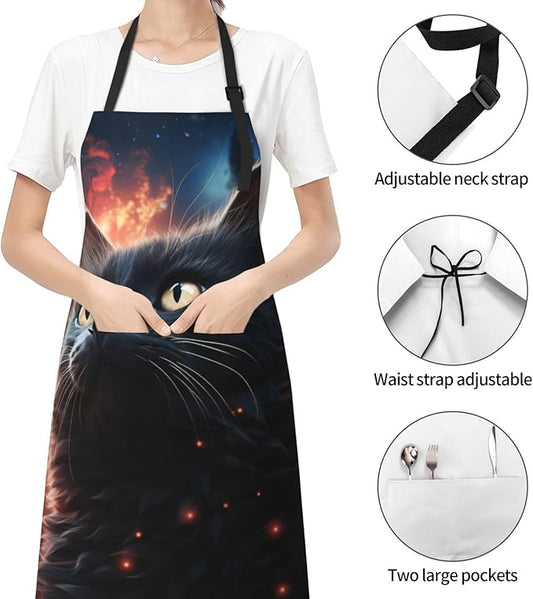 Apron with Pockets Aprons for Women Men Kitchen Chef Apron for Cooking Gardening Server Waitress Painting