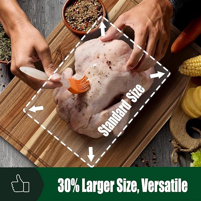DYTesa Cutting Board, 18 Inch Large Acacia Wood Cutting Board 1" Thick, Durable Wood Cutting Boards for Kitchen with Deep Juice Grooves & Built-in Handles, Easy to Clean