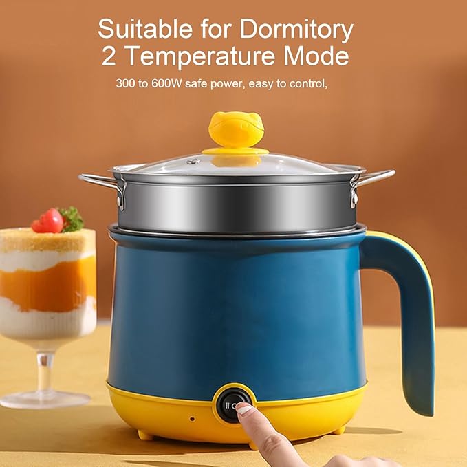 Electric Cooking Pot 1.8L Stainless Steel Clear Lid Electric Cooker (US Plug 110V)