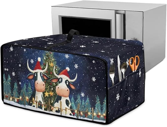 Doojoayie Christmas Cow Toaster Cover 6 Slice Dust-Proof Toaster Oven Cover Stain Resistant Bread Machine Covers Christmas Home Kitchen Decoration