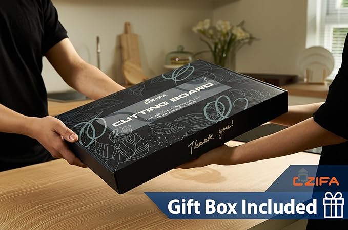 Cozifa American Black Walnut Wood Cutting Board 20"x15"x2"(Large and Thick) for Kitchen with Juice Groove, Inner Handles, End Grain Butcher Block Finished with Linseed Oil, Beeswax, Lemon Oil, Giftbox