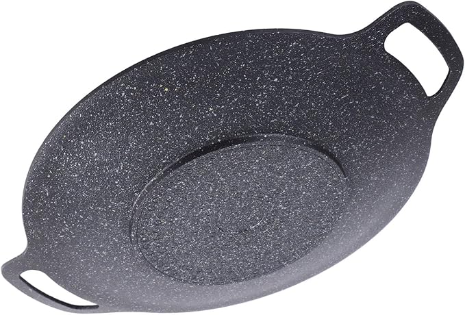 Korean Grill Pan with Non Stick Coating BBQ Griddle for Indoor and Outdoor Cooking Black (38cm)