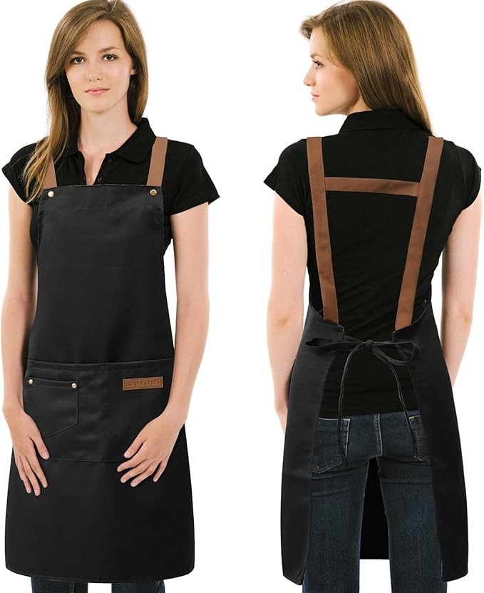 DILLMAN Art Aprons for Men Women Painting Pottery Baking, H Back Straps Waterdrop Kitchen Chef Cooking Apron with Pockets