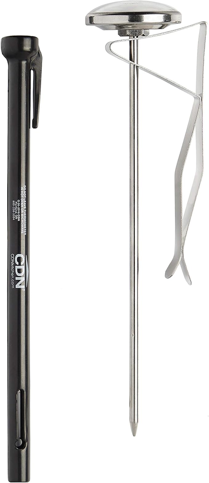 CDN ProAccurate® Instant Read Beverage Frothing Thermometer with Clip for Precise Temperature Measurement, 6.5" Stainless Steel Stem, Easy to Read Display, Black Case (IRB220-F-6.5)