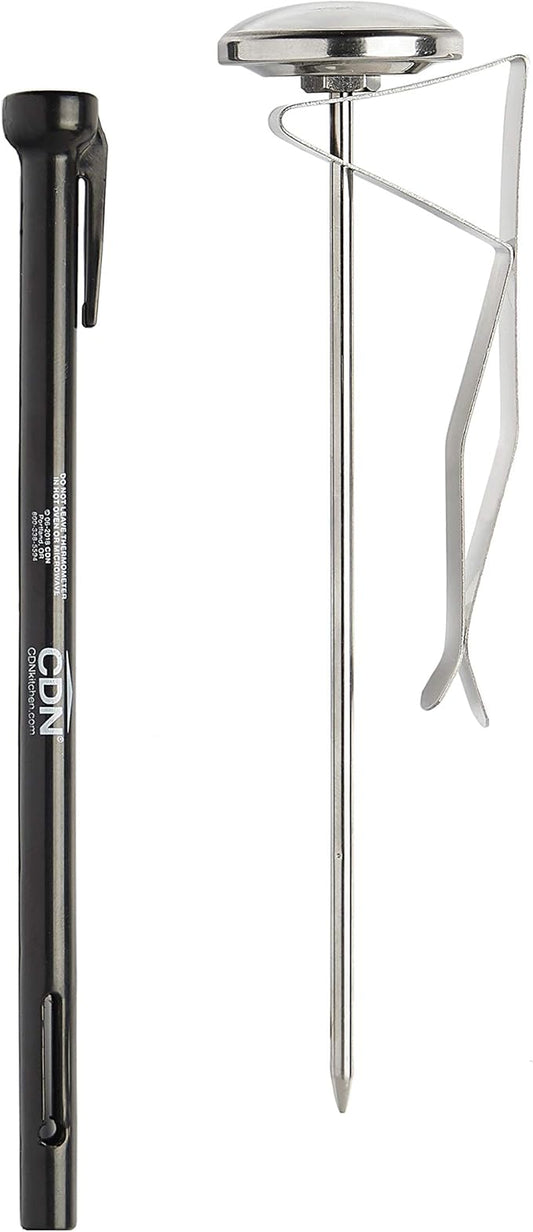 CDN ProAccurate® Instant Read Beverage Frothing Thermometer with Clip for Precise Temperature Measurement, 6.5" Stainless Steel Stem, Easy to Read Display, Black Case (IRB220-F-6.5)
