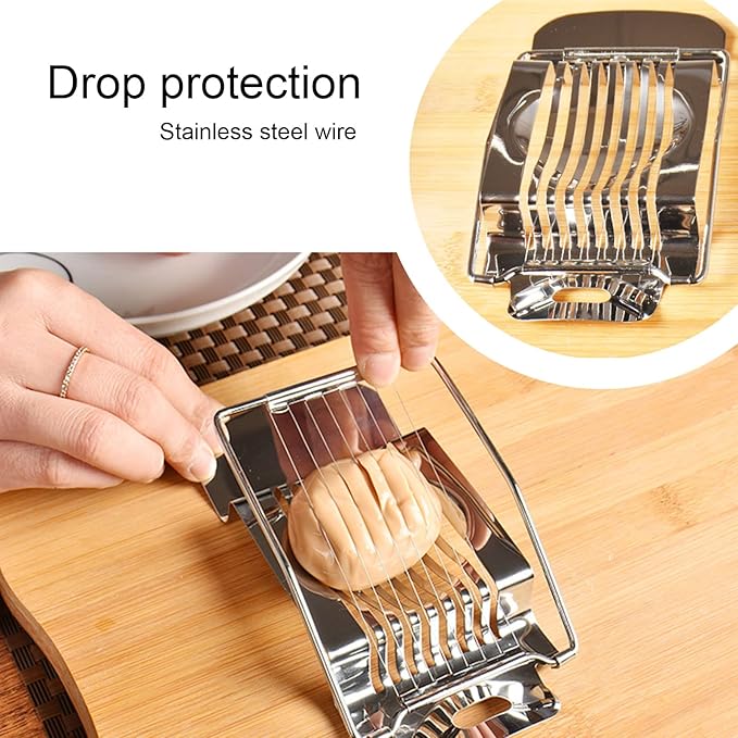 Egg Slicer for Hard Boiled Eggs Heavy Duty Metal Egg Cutter Stainless Steel Wire Quickly for Eggs Salads Sandwiches