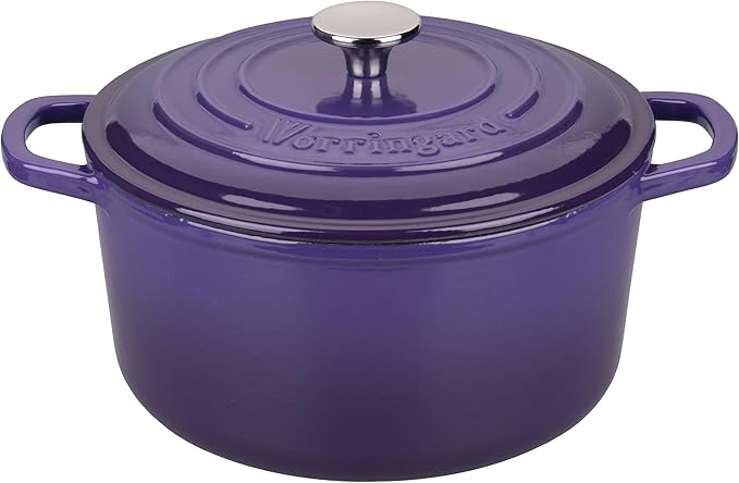 VORRINGARD Enameled Cast Iron Dutch Oven Pot with Lid, for Sourdough Bread Baking, Round Dutch Ovens, 6 Quart, Purple