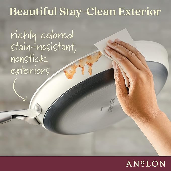 Anolon Achieve Hard Anodized Nonstick Frying Pan/Skillet, 12 Inch, Cream