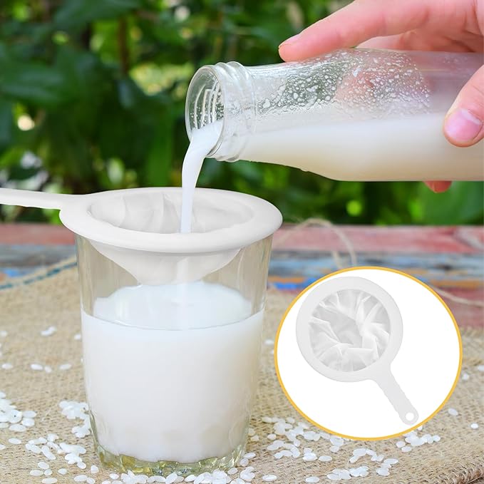 Uenhoy 2 Pcs Ultra-Fine Nylon Mesh Strainers 300/400 Mesh Kitchen Food Yogurt Mesh Sieve, Plasitc Colander with Handle, Sieve Filter for Food Tea Juice Coffee Milk Liquids