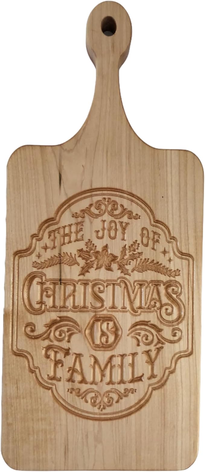 The Joy of Christmas is Family old-fashioned solid maple wood paddle Cutting Board