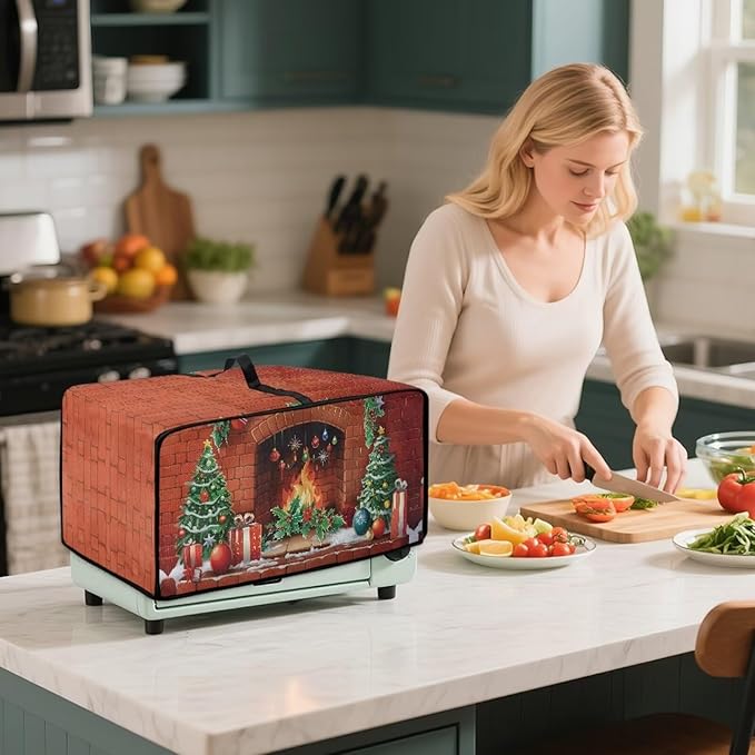 Doojoayie Christmas Toaster Oven Cover 4 Slice Kitchen Small Appliance Covers Dust Protector 18.5"x14.5"x 9" Compatible with Toaster/Bread Machine