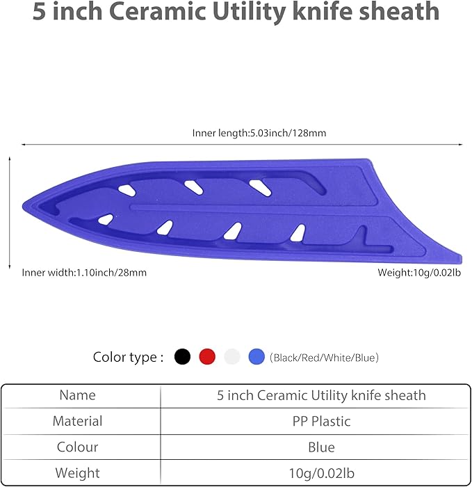 XYJ 2pcs/set Safety Knife Covers Sleeves Knives Edge Guard, Universal Knife Sheath, Utility Ceramic Knife Case Blade Guards Protector Blue Kitchen Knife Cover Sleeve (For 5'' Ceramic Knife)