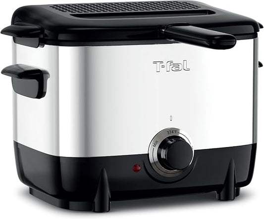 T-fal Mini Deep Fryer, Stainless Steel Deep Fryer with Basket, 1 Liter, Versatile Temperature Control, 900 Watts, Temperature Control, Easy to Clean, Black