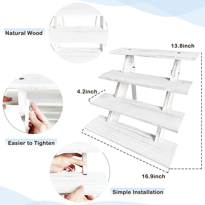 Wooden Cupcake Stand 4 Tier White Cupcake Stand Rustic Wood Cake Stand for 24 Cupcakes Wedding Cupcake Display